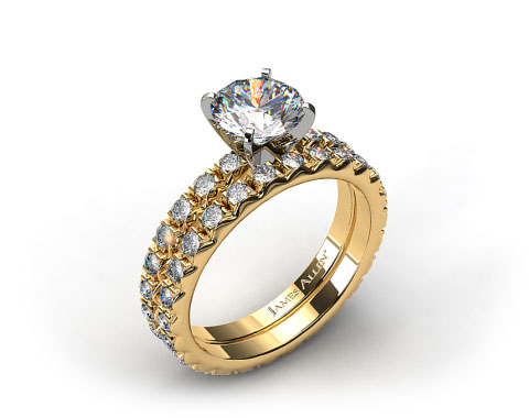 18k White Gold 0.54ct French Cut Pave Diamond Eternity Ring & Matching French Cut Eternity Band